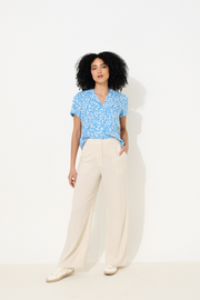 Tilde Linen Mix Straight Leg Trousers - Natural