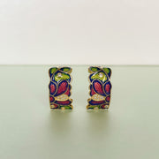 Dahlia Green Enamel Earrings