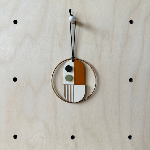 Original Small Geometric Wall Hanging - Mini Mid-Century Wall Art - Little Wooden Decoration - Contemporary Wall Decor