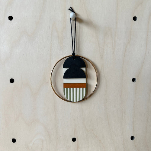 Original Small Geometric Wall Hanging - Mini Mid-Century Wall Art - Little Wooden Decoration - Contemporary Wall Decor