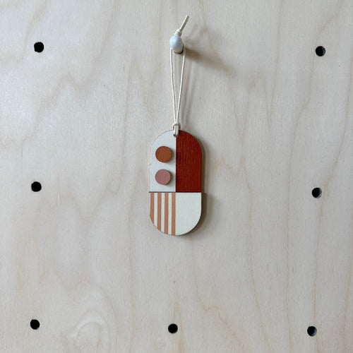 Warm Tones Small Geometric Wall Hanging - Mini Mid-Century Wall Art - Little Wooden Decoration - Contemporary Wall Decor
