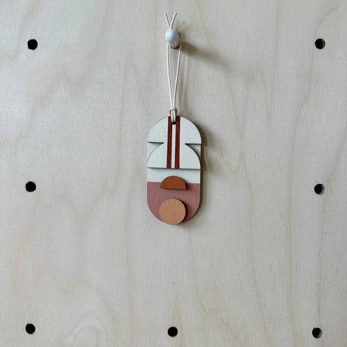 Warm Tones Small Geometric Wall Hanging - Mini Mid-Century Wall Art - Little Wooden Decoration - Contemporary Wall Decor