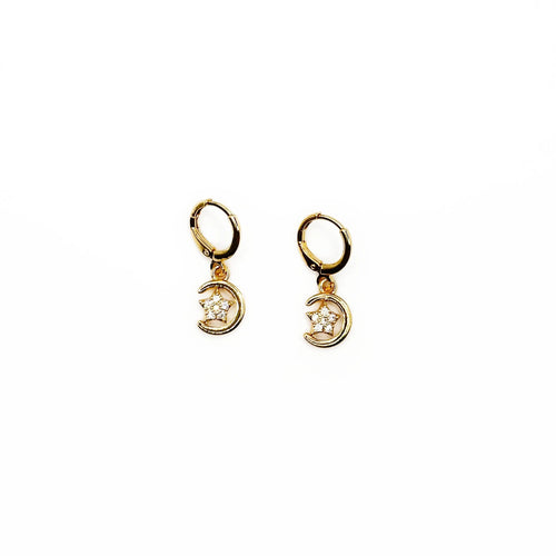 Starlie Celestial Moon and Star Mini Huggie Hoops