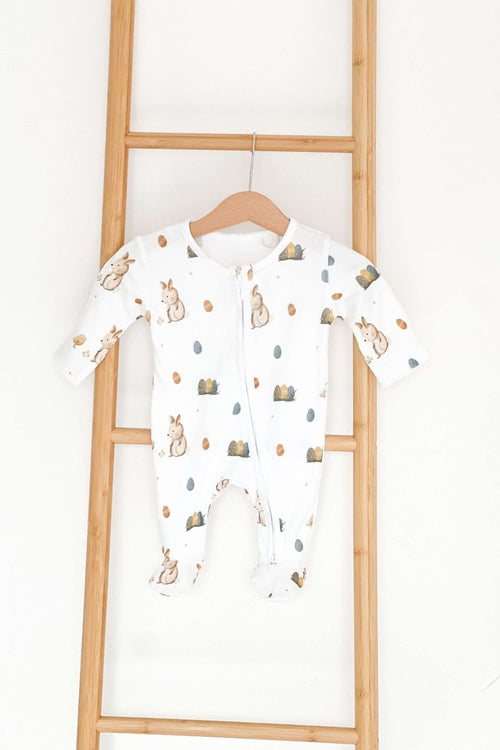 Cozy Easter Bunny Bamboo & Organic Cotton Zip Sleepsuit One Piece