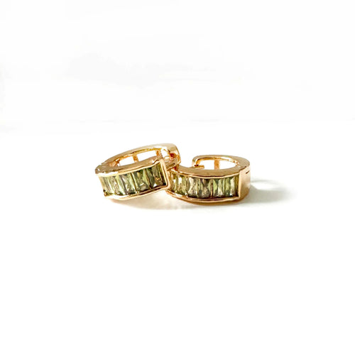 Emmie Green Jewelled Huggie Hoop Earrings