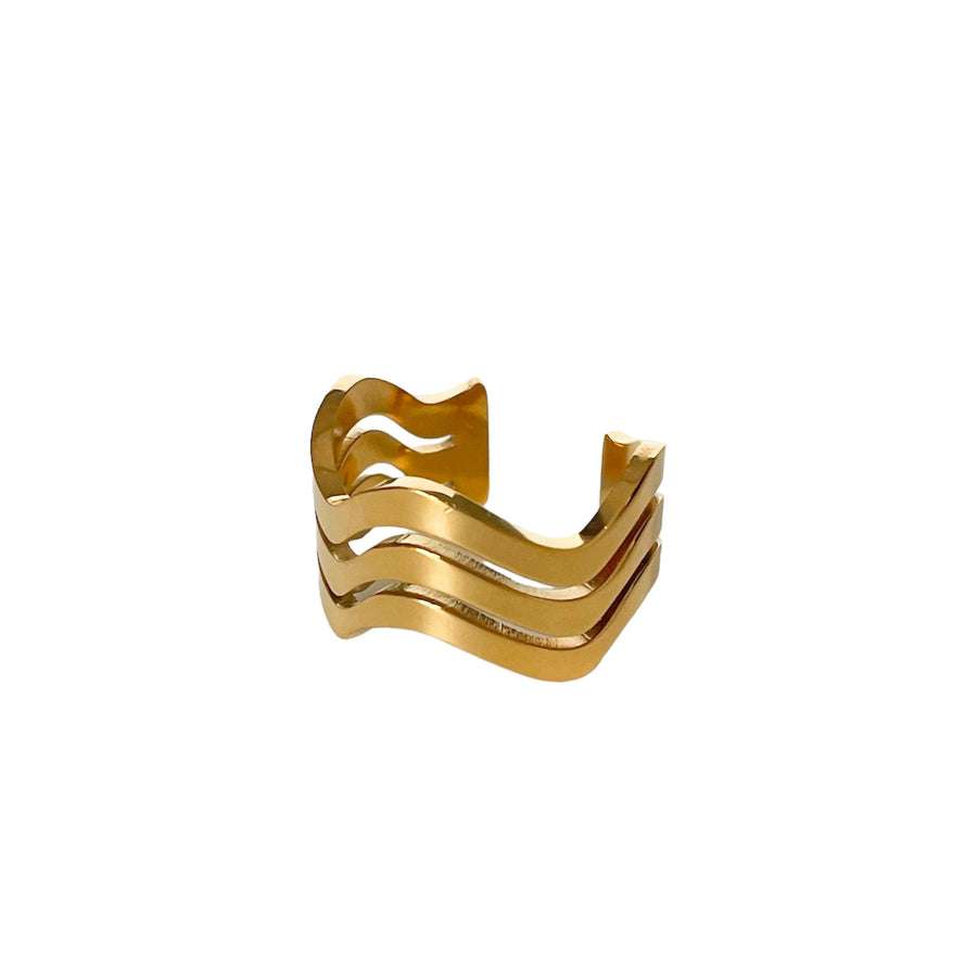 Auris Luxe 18k Gold Plated Wave Ring
