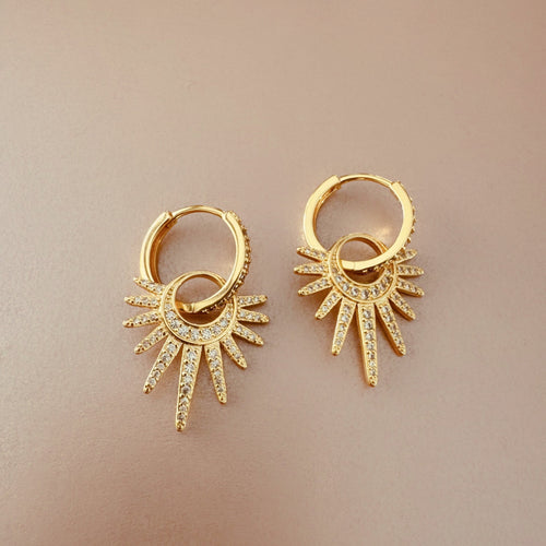 Nola Sunburst Charm Jewel Hoop Earring