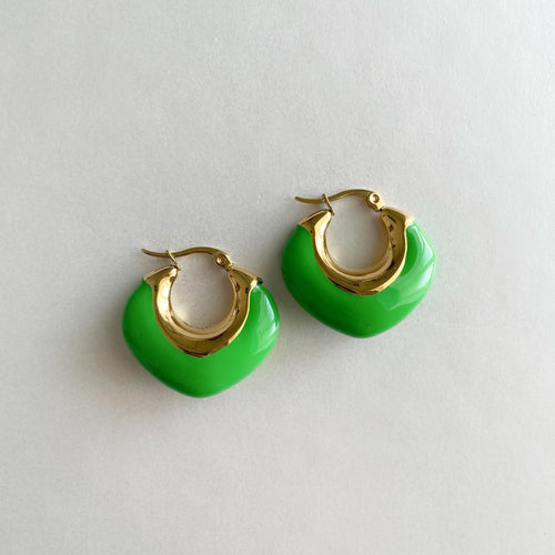 Lola Luxe 18k Green Enamel Hoops