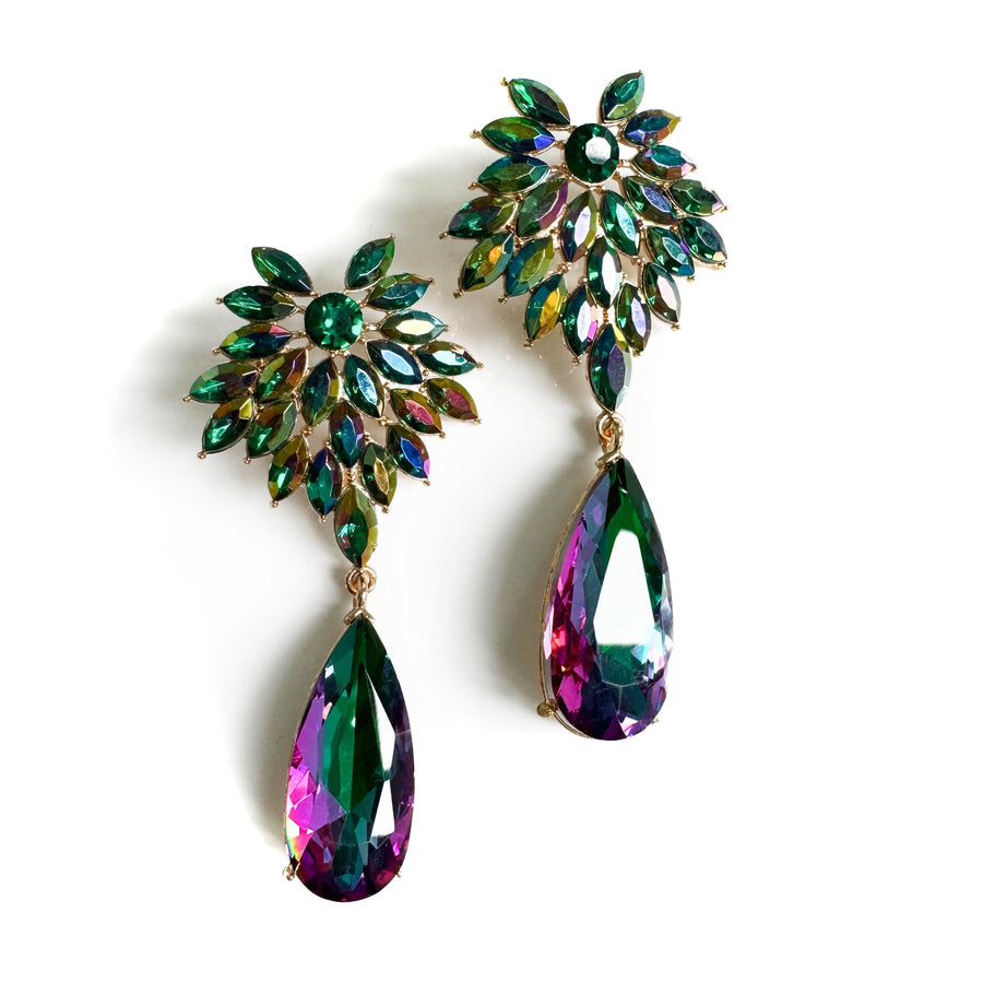Christiana Green Jewelled Statement Earrings