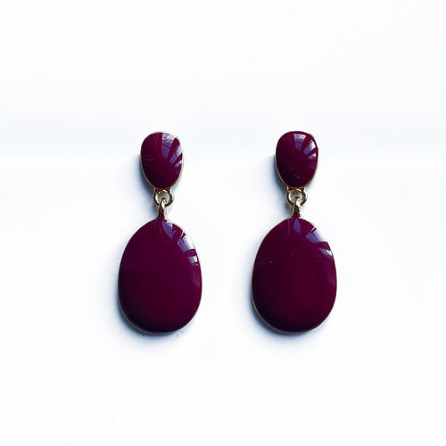 Leoni Burgundy Enamel Drop Earrings