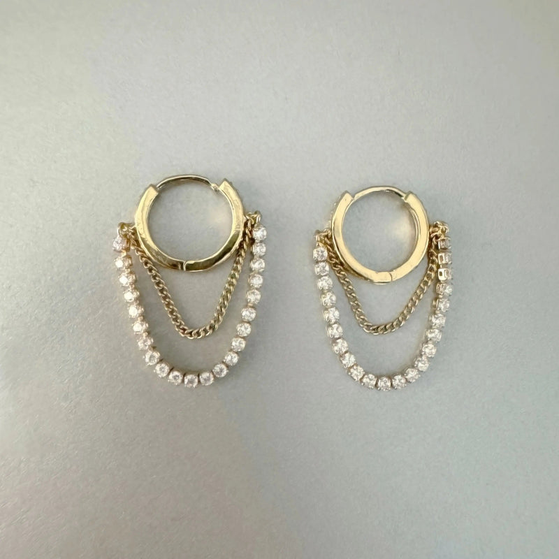 Starlet Double Chain Jewelled Hoop Earrings