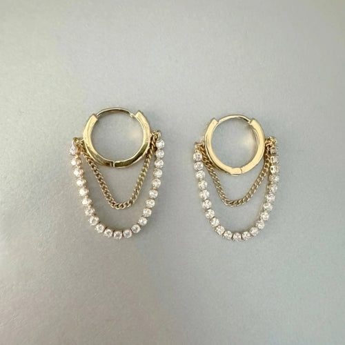 Starlet Double Chain Jewelled Hoop Earrings