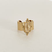 Luna Luxe 18k Gold Plated Wide Band Irregular Crystal Ring