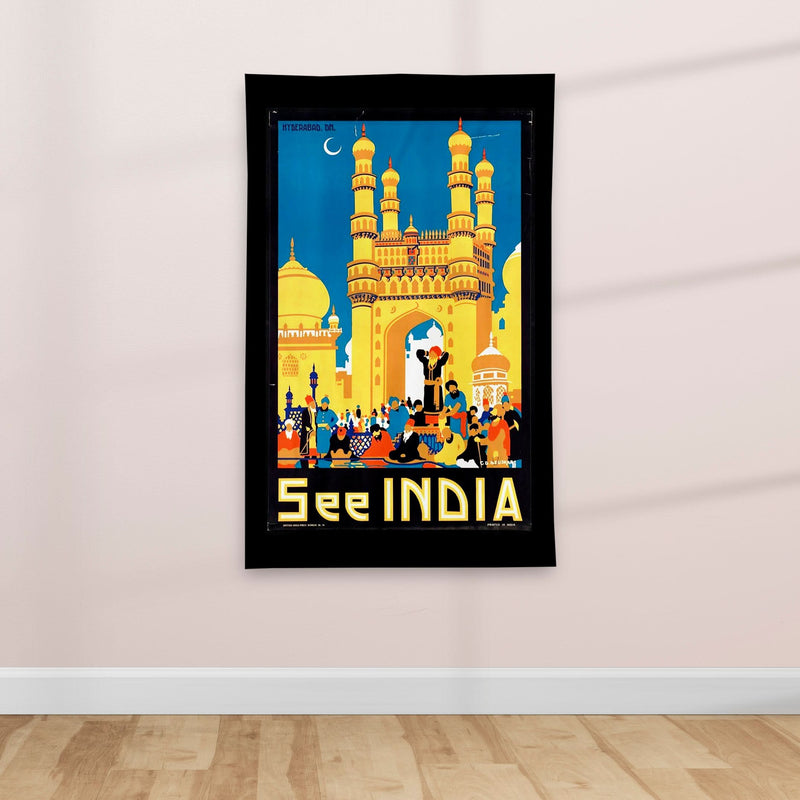 India - Vintage Travel poster - Textile Poster