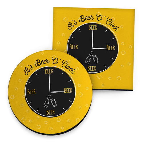 It's Beer O'Clock - Drinks Coaster - Round or Square