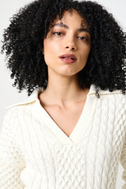 Jamie Cable Collar Jumper - Off White