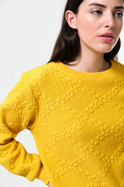 Jan Cable Quilt Sweatshirt - Mustard