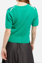 Louche Jeanie Zig Zag Stripe Short Sleeve Cardigan