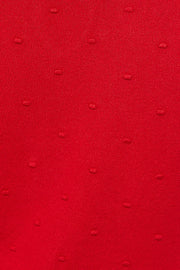 Louche Josephina Raindrops Textured Short Sleeve Collared Sweater Red