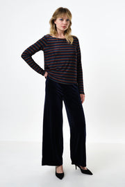Josiane Sparkle Stripe Boat Neck Top - Gold