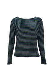 Josiane Sparkle Stripe Boat Neck Top - Silver