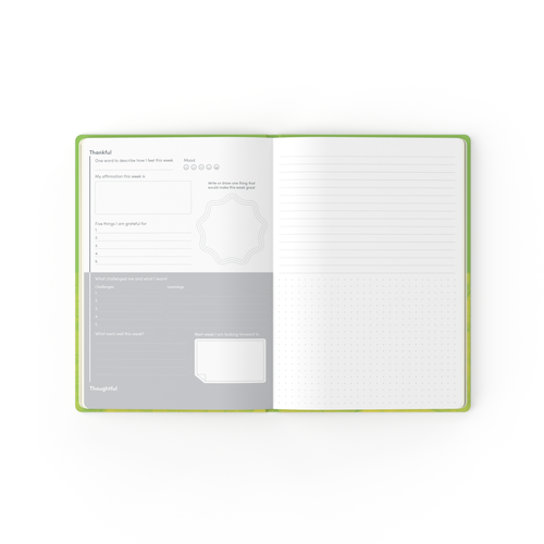 Thankful and Wishful Gratitude Journal, A5 - Green