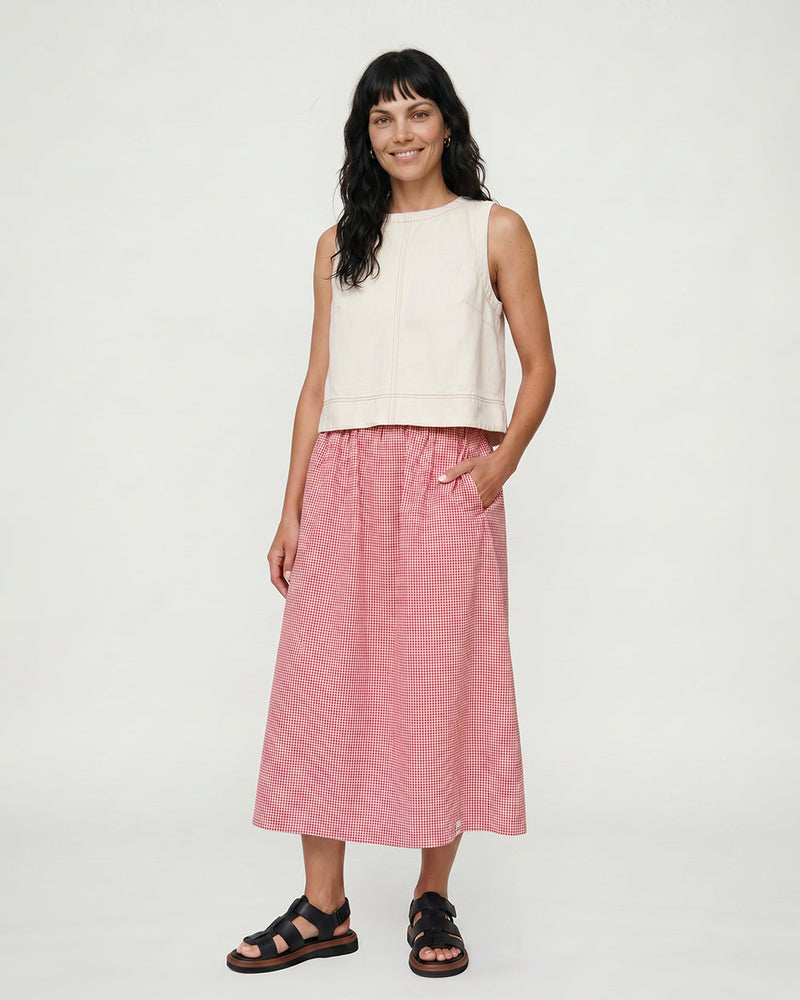 Joyce Burgandy Gingham Skirt