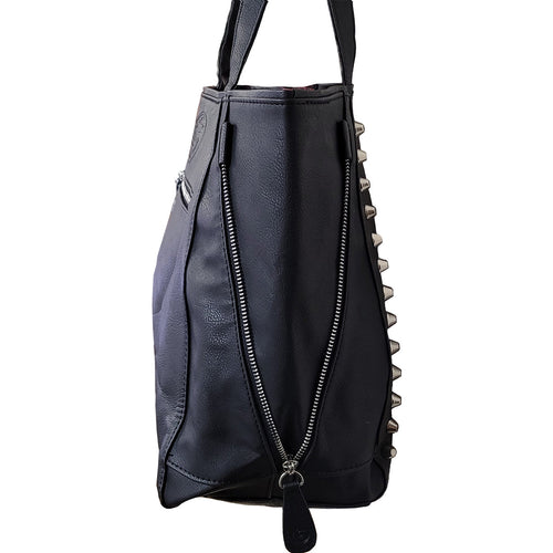 BURNT ROSE Studded PU Leather Tote Bag