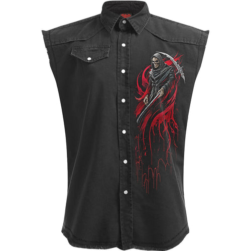 SCREAMING DEATH - Sleeveless Stone Washed Worker Black