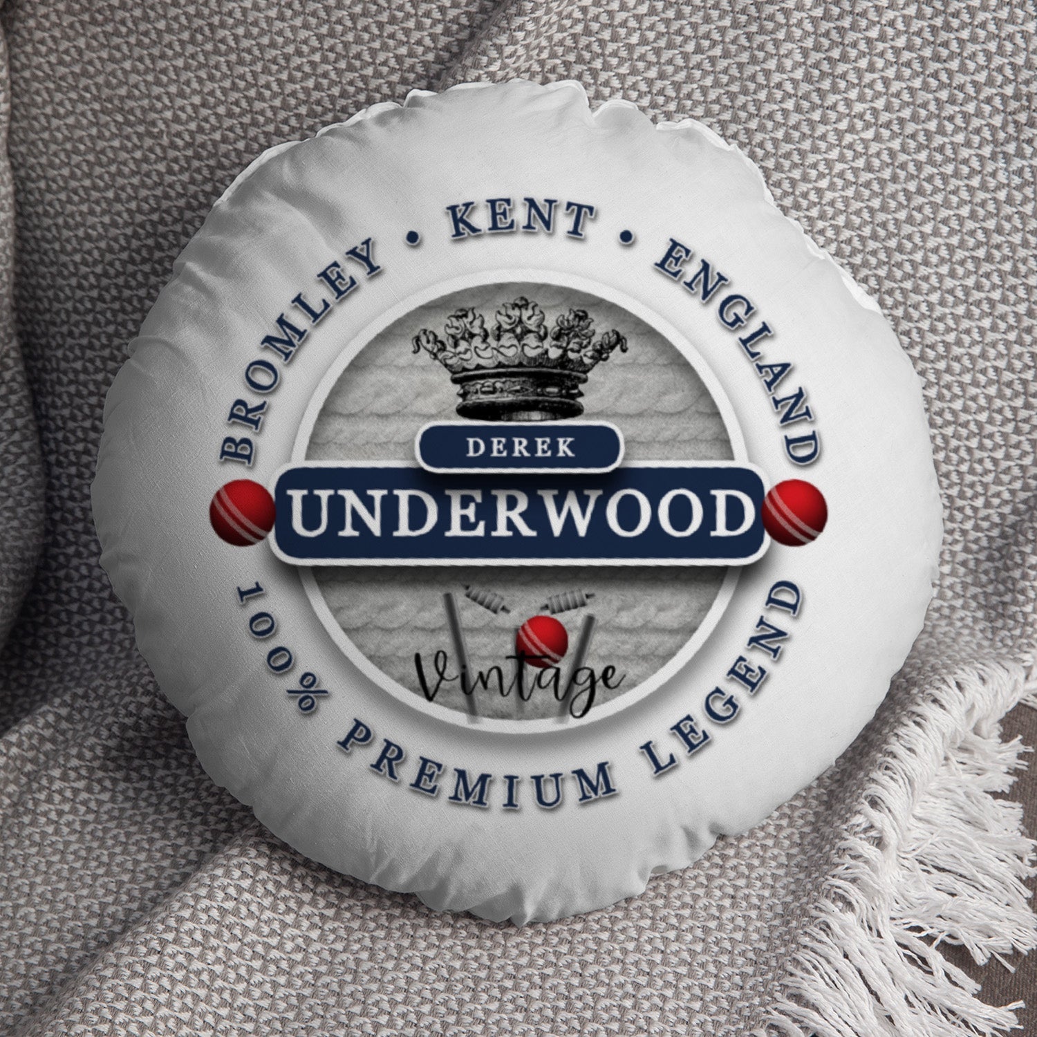 Kent Cricket Underwood  - Legend Collection - Circle Cushion 14"