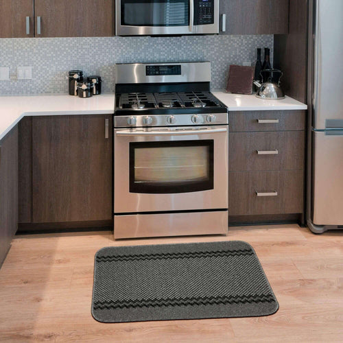 Washable Bordered Dark Grey Rug | 116D