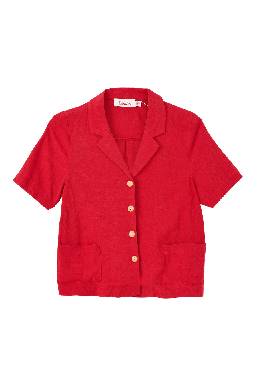 Kit Linen Mix 2 Pocket Short Sleeve Shirt- Red