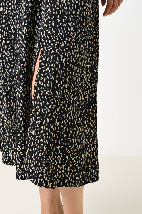 Kiyo Black Geo 11 Printed Midi Skirt