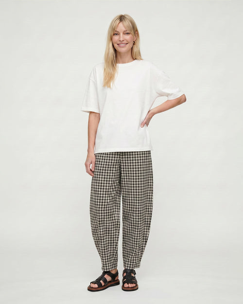Kate Black Check Barrel Leg Trouser