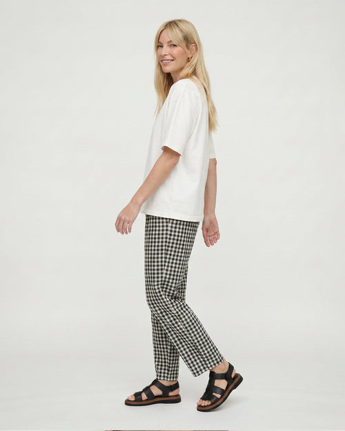 Kate Black Check Barrel Leg Trouser