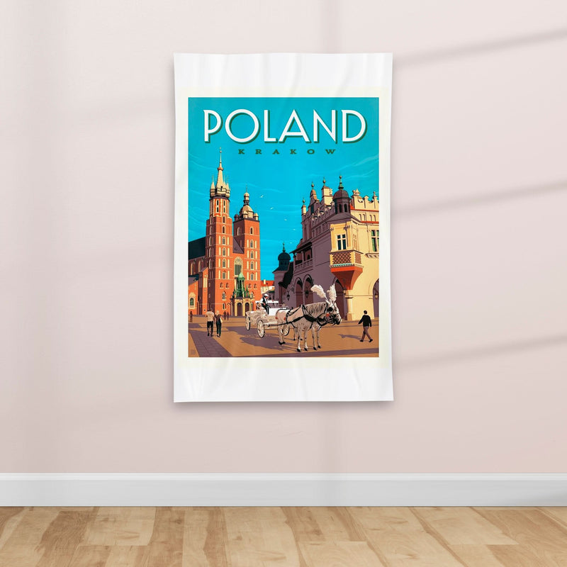 Krakow Poland - Vintage Travel poster - Textile Poster