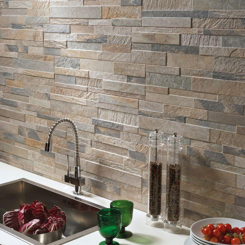 Kube Beige Split-Faced Porcelain Tile 15 x 61cm
