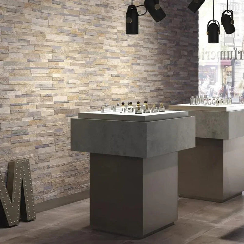 Kube Multicolor Split-Faced Porcelain Tile 15 x 61cm