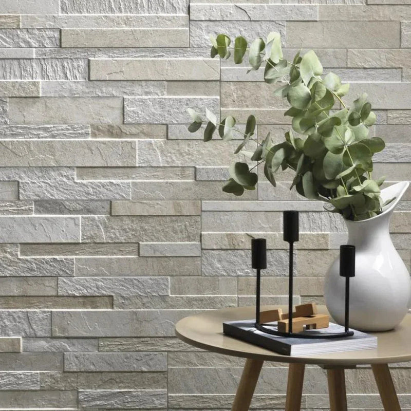 Kube White Split-Faced Porcelain Tile 15 x 61cm
