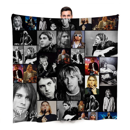 Kurt Cobain Montage Celebrity Fleece Throw - Large Size 150cm X 150cm