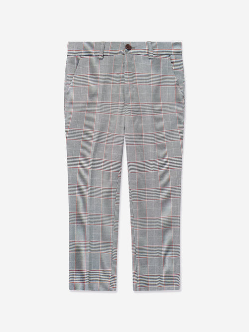SUITLAB London Boys Checked 3 Piece Suit Set in Grey