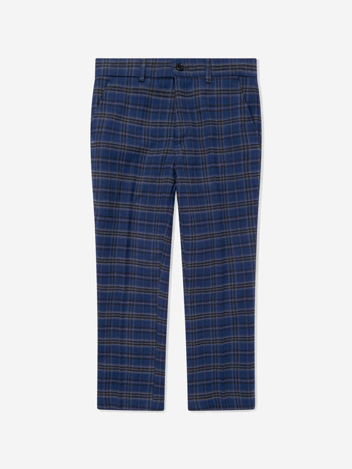 SUITLAB London Boys Checked 3 Piece Suit Set in Navy