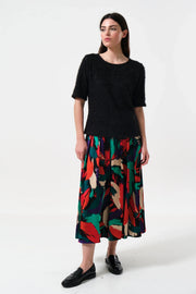 Laureen Eyelash Rib Short Sleeve Jumper - Black