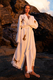 WILD LEOPARD Organic Cotton Kimono in Brown