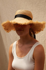 Louche Lorraine Wide Brimmed Ribboned Straw Hat