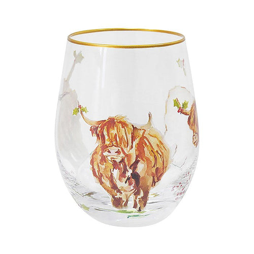 Jennifer Rose Highland Cow Stemless Glass