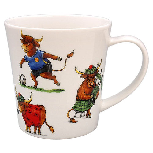 Comic Farmyard Highland Cow Mug   animals  behaving  madly