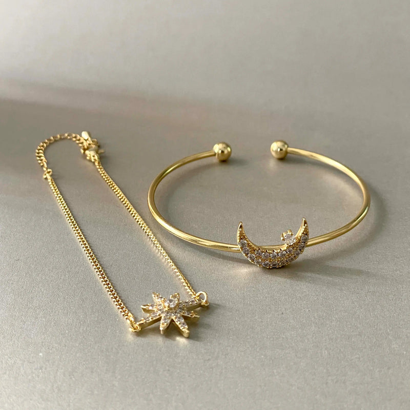Laila Luxe 18k Gold Plated Celestial Bracelet Set