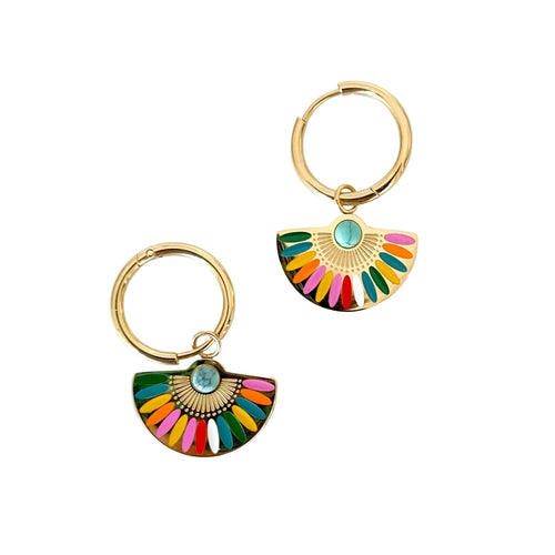 Solara Luxe 18k Gold Plated Fan Hoop Earrings