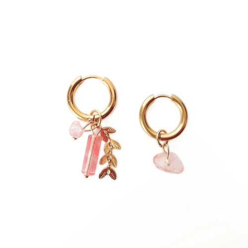 Ellis Blush Botanical Mismatch Hoops